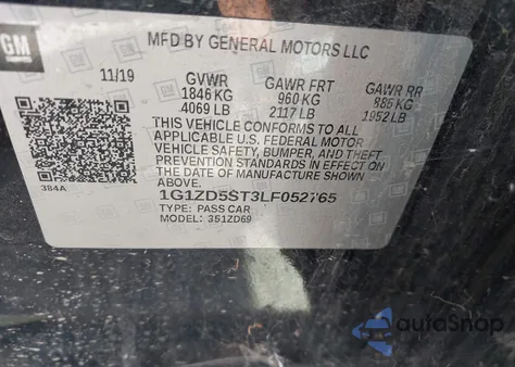 2020 Chevrolet Malibu Fwd Lt z USA, uszkodzony, nr VIN 1G1ZD5ST3LF052765